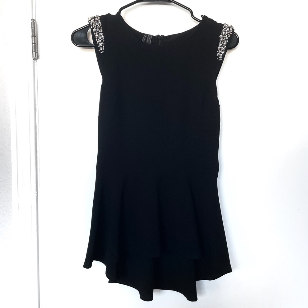 Guess black peplum top with rhinestones